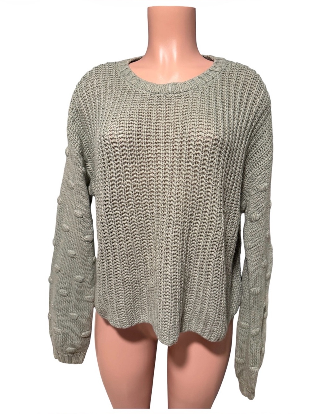 Jessica Simpson Light Sage Green Knit Sweater - Women's Cozy Crewneck